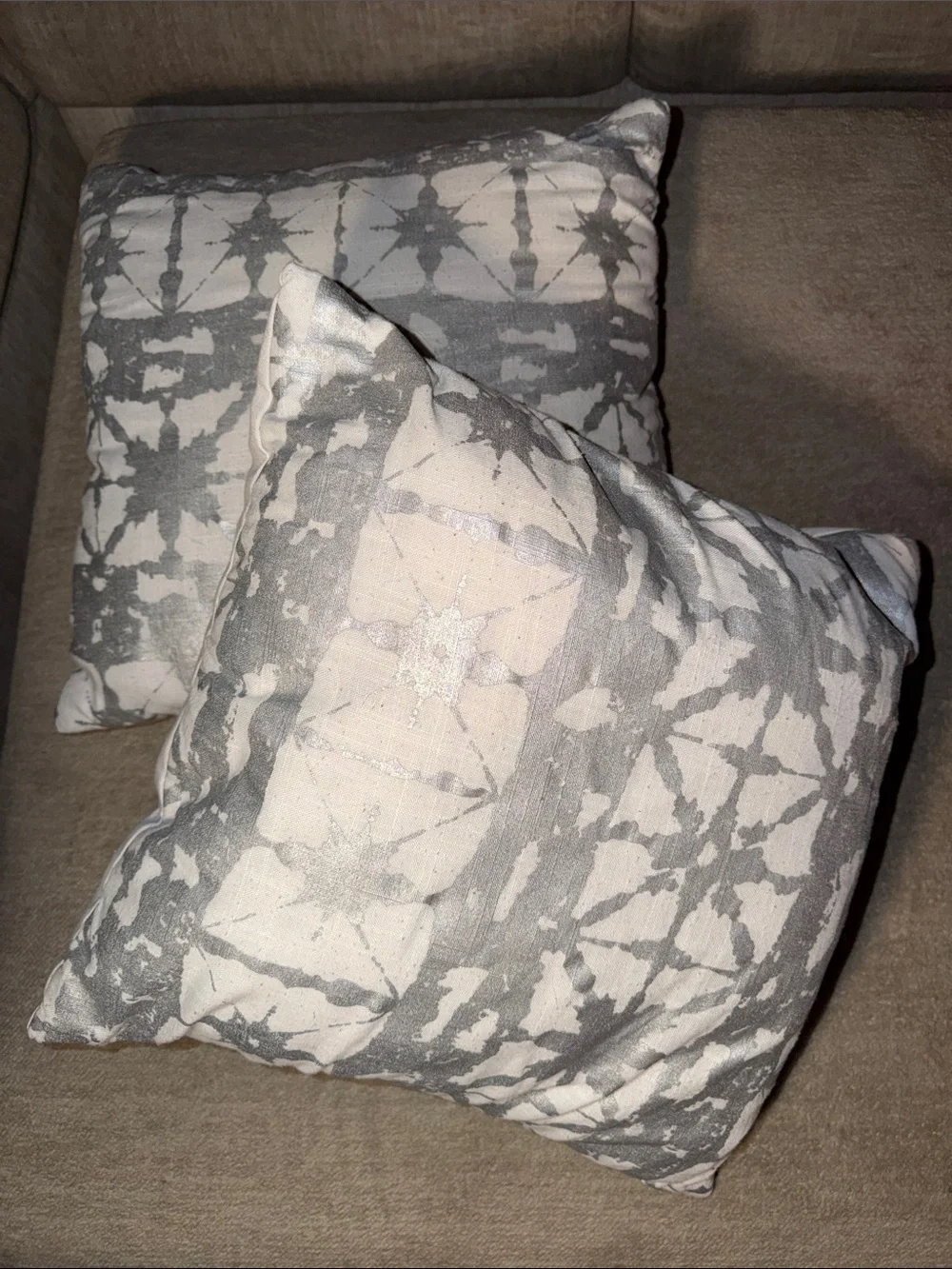 Neutral Gray & Cream Decorative Throw Pillows - Set of 2